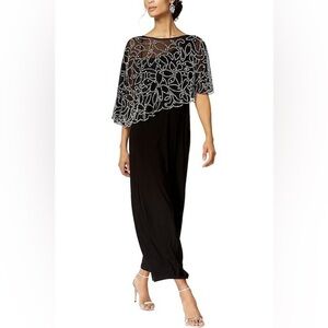 MSK Overlay Womens Evening Gown